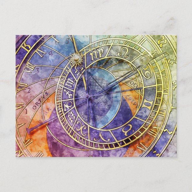 Vintage klocka vykort (Framsida)