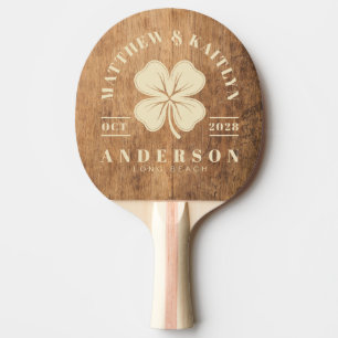 Vintage Klyvblock Irländsk Klöver Bröllopsvapen Pingisracket