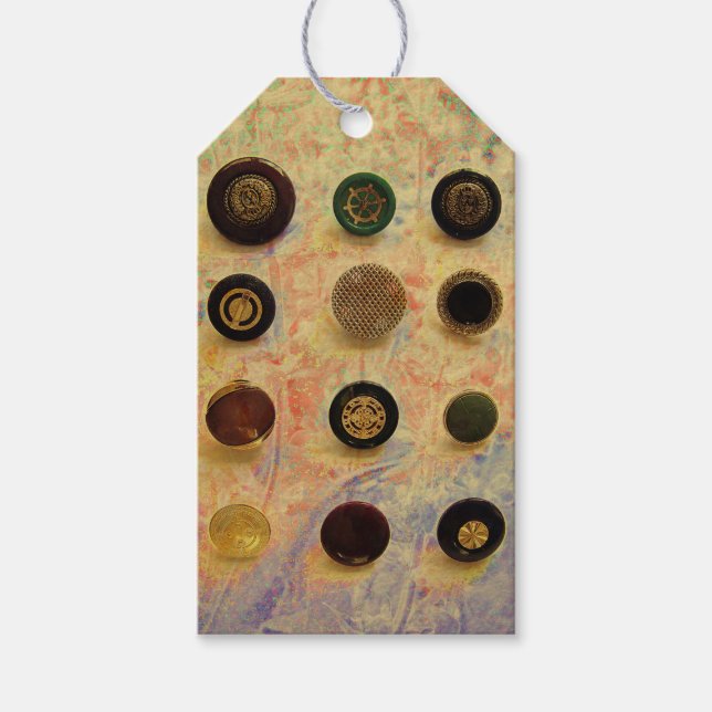 Vintage-knappar Presentetikett (Framsidan)