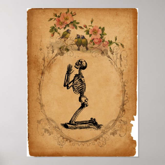 Vintage Kneeling Skeleton Poster (Framsidan)