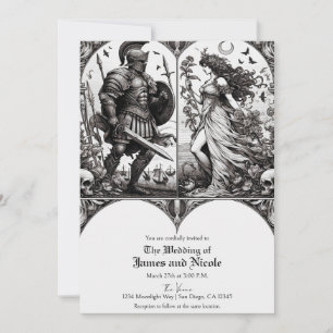 Vintage Knight & Beautiful Maiden Bröllop Inbjudningar
