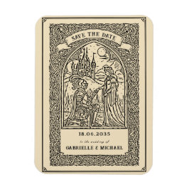 Vintage Knight medeltida skiss Spara datum-kort Magnet