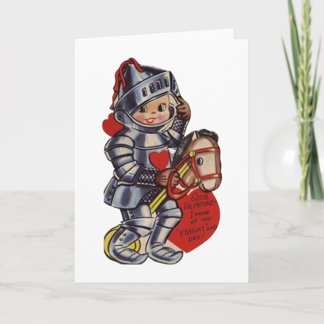 Vintage Knight Valentine Helgkort (Framsida)