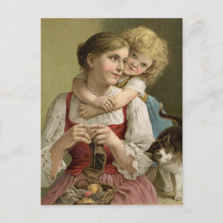 Vintage Knitting Mor Vykort