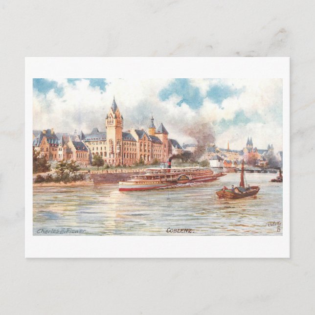Vintage Koblenz, Tyskland Vykort (Framsida)