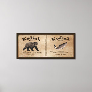 Vintage Kodiak Salmon Label Canvastryck