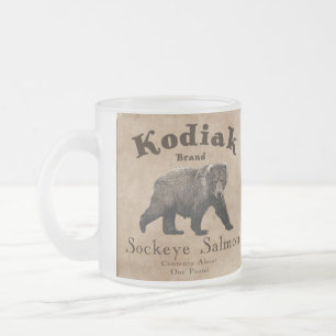 Vintage Kodiak Salmon Label Frostad Glasmugg