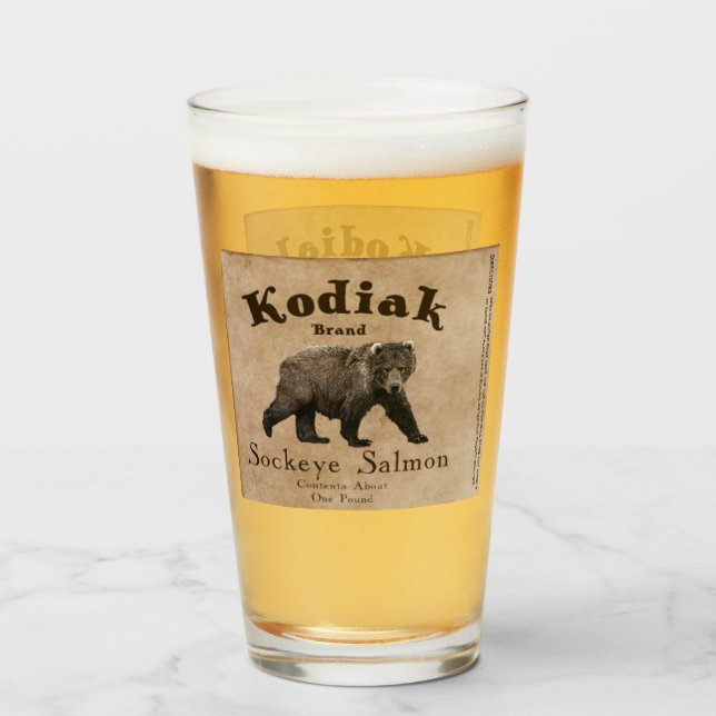 Vintage Kodiak Salmon Label Glaskopp (Framsida fylld)