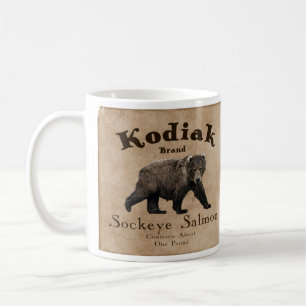 Vintage Kodiak Salmon Label Kaffemugg