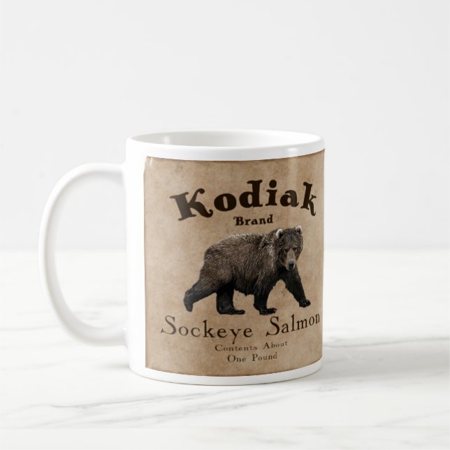 Vintage Kodiak Salmon Label Kaffemugg (Vänster)
