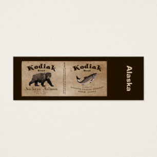 Vintage Kodiak Salmon Label Litet Visitkort