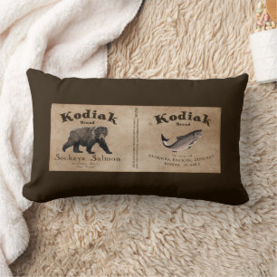 Vintage Kodiak Salmon Label Lumbarkudde