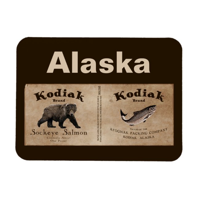 Vintage Kodiak Salmon Label Magnet (Horisontell)