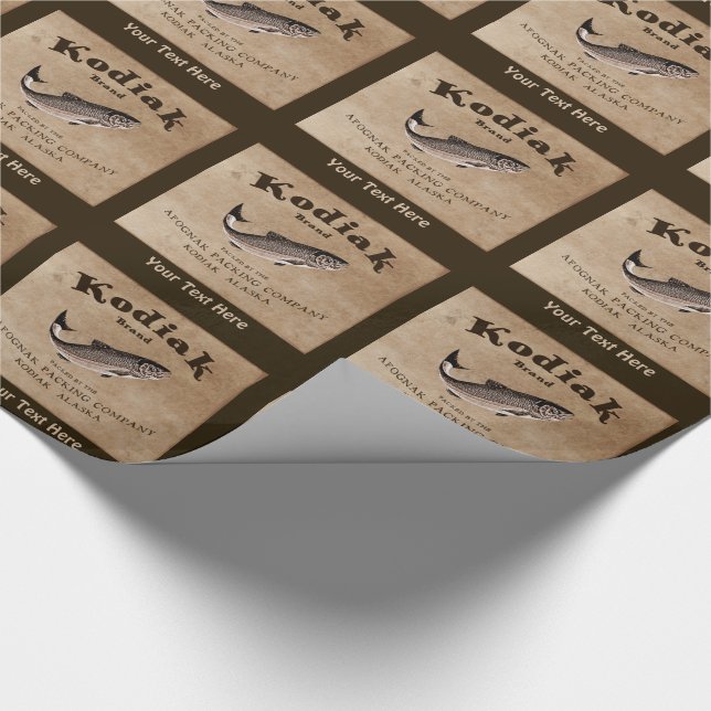 Vintage Kodiak Salmon Label Presentpapper (Hörn)