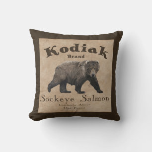 Vintage Kodiak Salmon Label Utomhuskudde