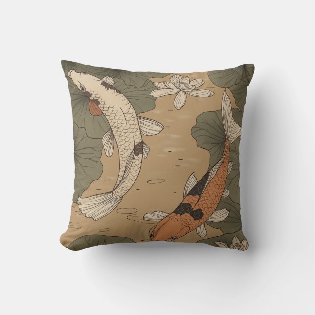 Vintage Koi Pond Pillow Kudde (Framsida)