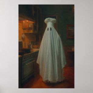 Vintage kök Ghost Art Print Skräckinjagande gotisk Poster