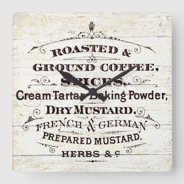 Vintage köks fyrkantig klocka (Framsida)