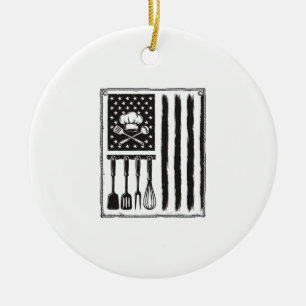 Vintage köksflagga köksredskap skjortdesign julgransprydnad keramik