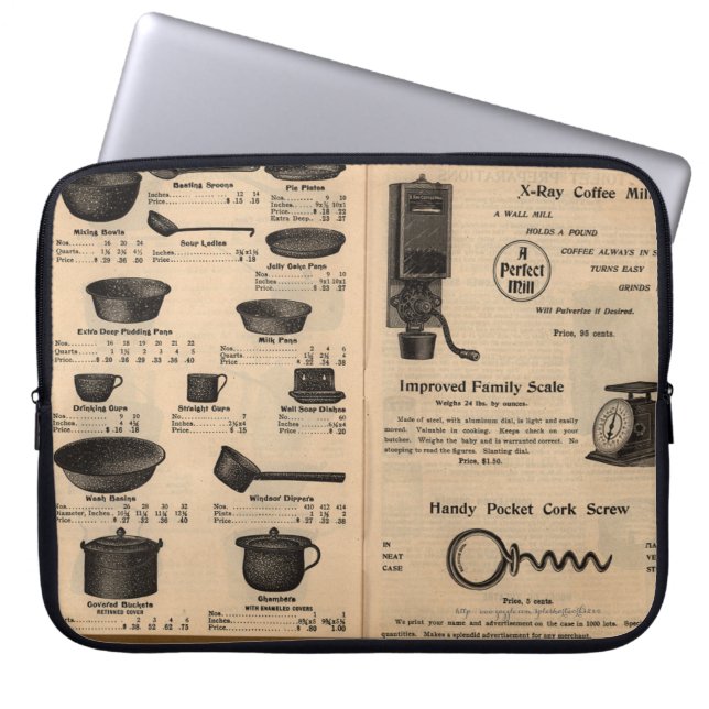 "Vintage köksredskap" Laptop Sleeve (Framsidan)