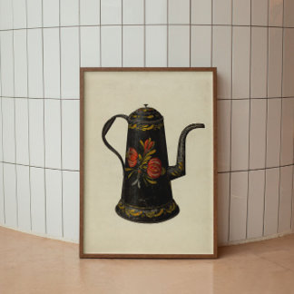 Vintage Köksväggskonst Poster Kaffekaffeptapp