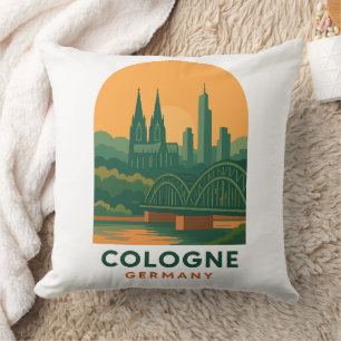 Vintage Köln Tyskland Resa Konst Kaffemugg Kudde