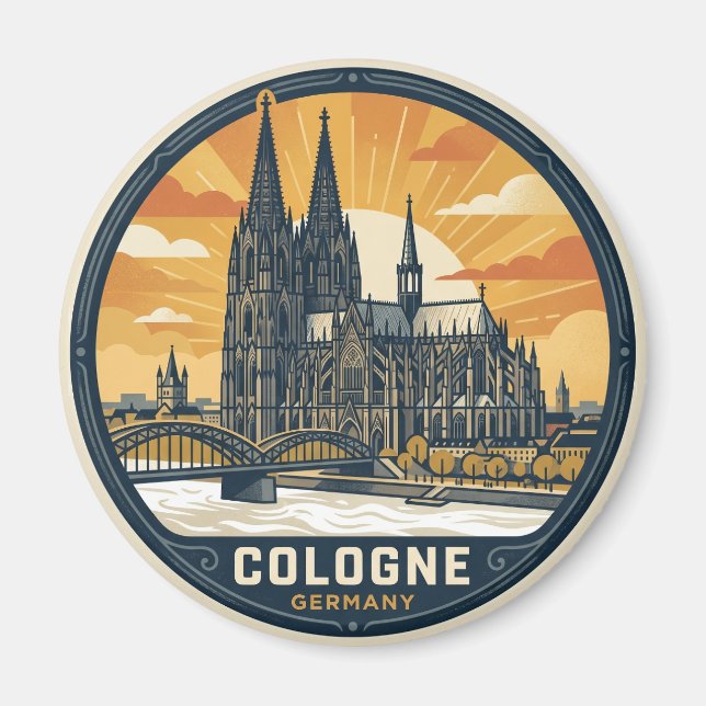 Vintage Kölnerdomen Tyskland Magnet (Framsidan)