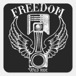 vintage kolv retro vingar kolv fyrkantigt klistermärke