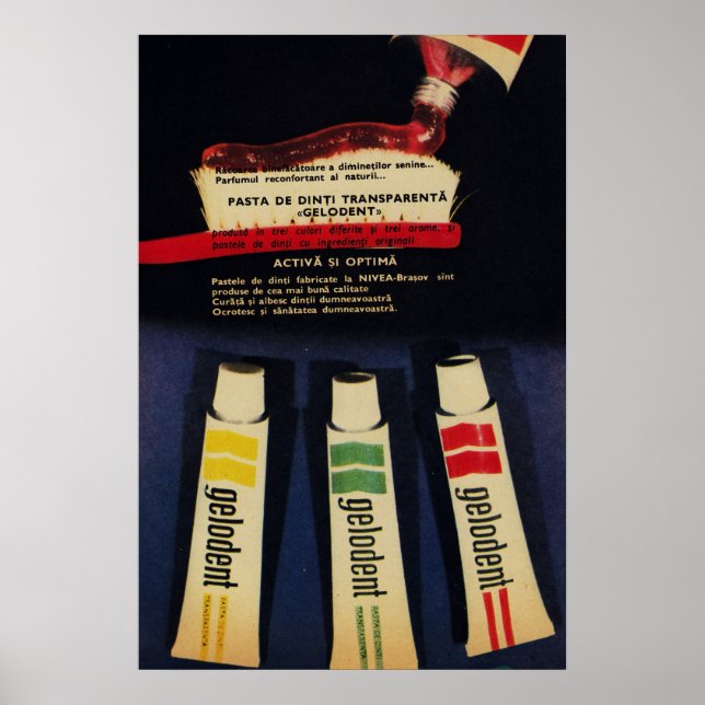 Vintage kommunist 1970 Toothpaste ad, GELODENT Poster (Framsidan)