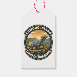 Vintage Komodo Island Nationalpark Indonesien Presentetikett