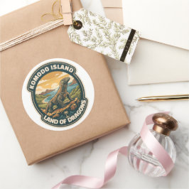 Vintage Komodo Island Nationalpark Indonesien Retr Runt Klistermärke