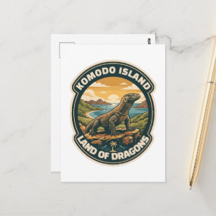 Vintage Komodo Island Nationalpark Indonesien Retr Vykort