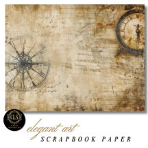 Vintage Kompass Antik Klocka Scrapbookpapper