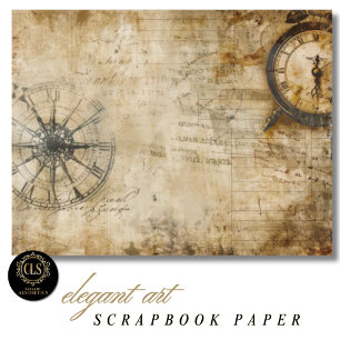 Vintage Kompass Antik Klocka Scrapbookpapper