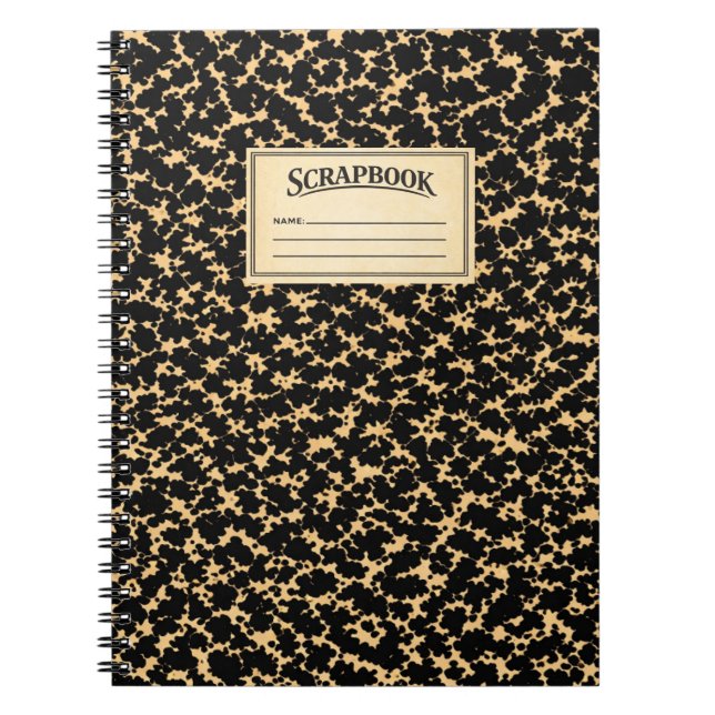 Vintage kompositionsbok  scrapbook  anteckningsbok (Framsidan)