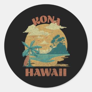 Vintage Kona Beach Hawaii Surfa Hawaiian Surfing Runt Klistermärke