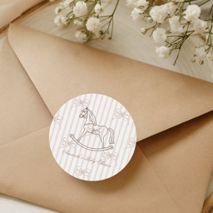Vintage Könsneutral Gunghäst Baby Shower Runt Klistermärke