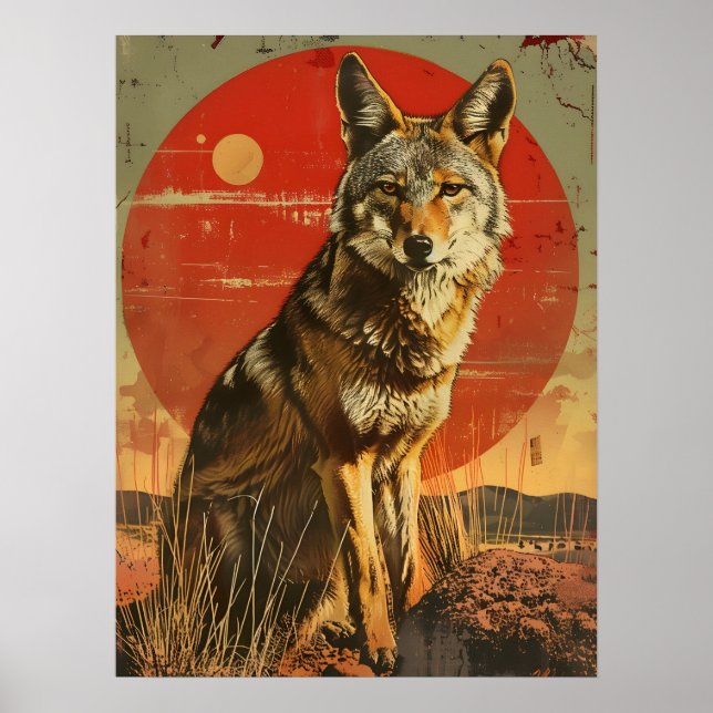 Vintage konst av Coyote Poster (Framsidan)