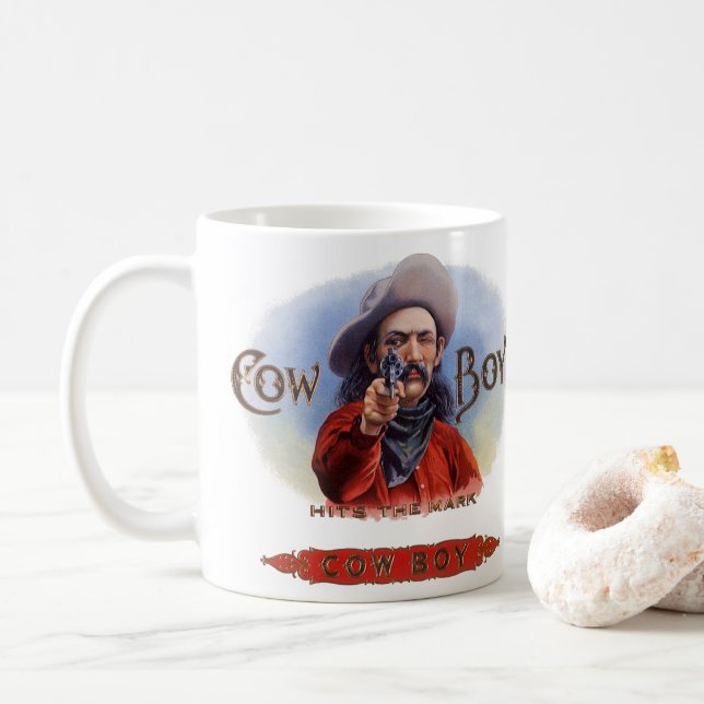 Vintage-konst från cigaretteriket, Cowboy träffar  Kaffemugg (Med munk)