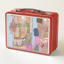 Vintage konst lunchbox röd