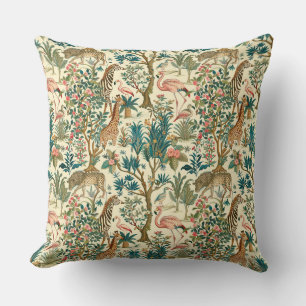 Vintage konst, zebror giraffes, flamingo, fåglar, kudde