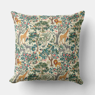 Vintage konst, zebror giraffes, flamingo, fåglar, kudde