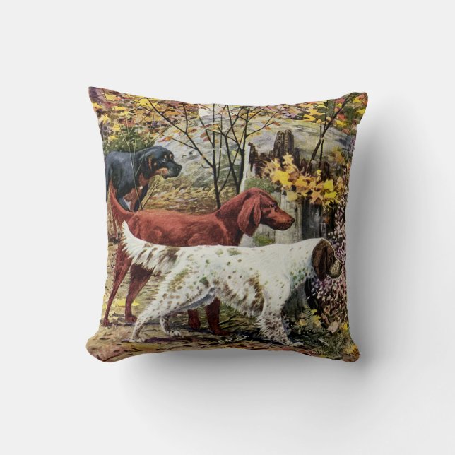 Vintage konstavla för hundälskare Setters Kudde (Framsida)