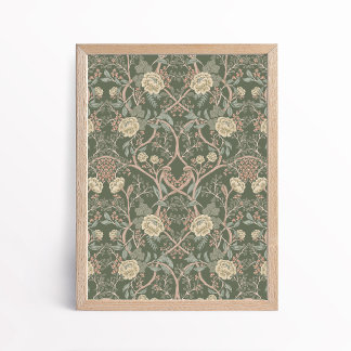 Vintage konsthantverk stil pion floral poster
