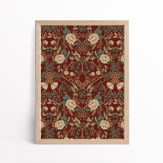 Vintage konsthantverk stil pion floral poster