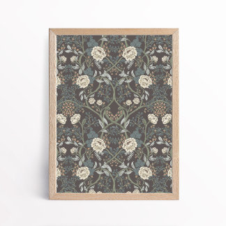 Vintage konsthantverk stil pion floral poster