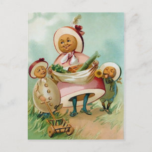 Vintage Konstig Egg People-vykort Vykort