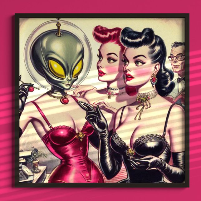 Vintage Konstig Pulp Sci-Fi Girls Poster (Skapare uppladdad)