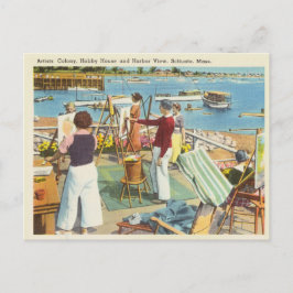 Vintage konstnärskoloni hamnvy Scituate MA Vykort