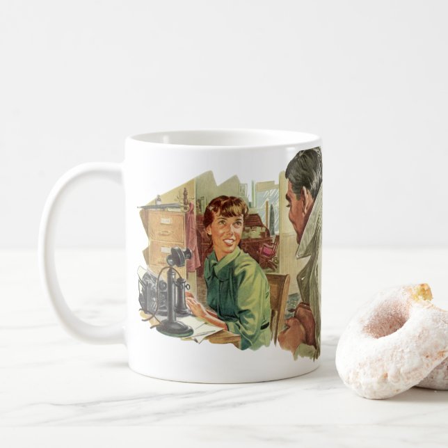 Vintage kontor, vd-chef och sekreterare kaffemugg (Med munk)